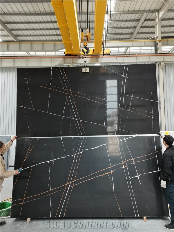 Marquina Black Quartz Slab