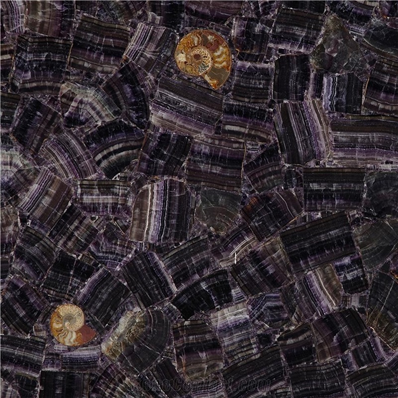 Purple Fluorite Semiprecious Stone Tile
