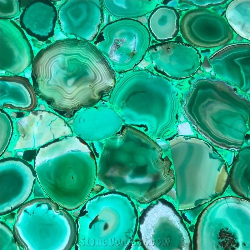 Green Agate Semiprecious Stone Tile