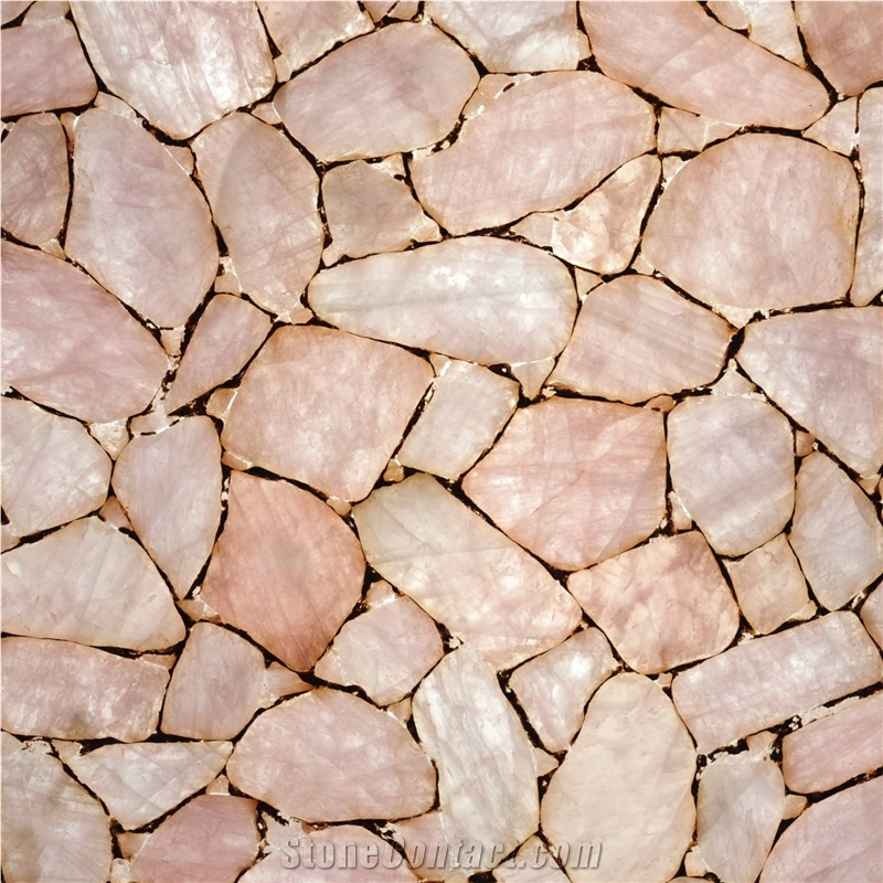 Pink Quartz Semiprecious Stone Tile