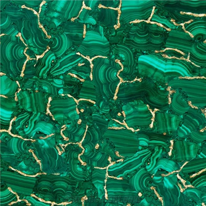 Green Malachite Semiprecious Stone Tile