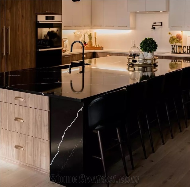 Cut To Size Artificial Calacatta Black For Interior Design