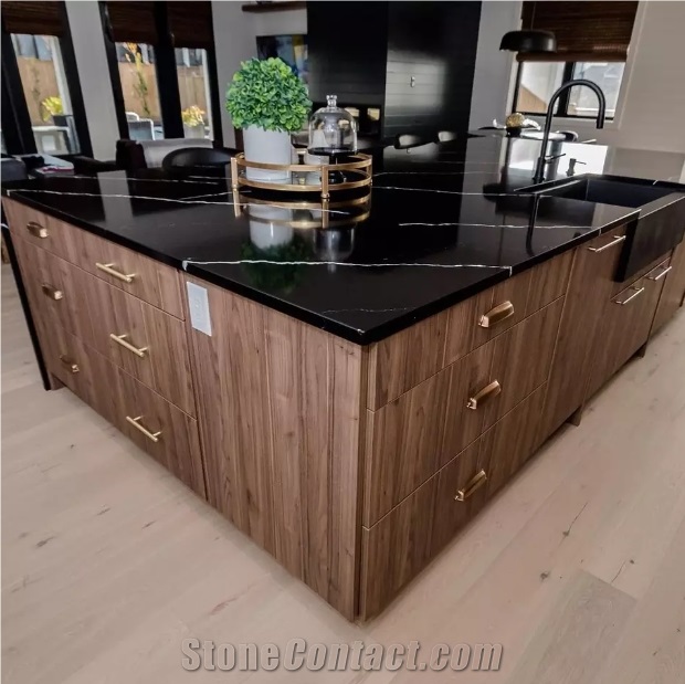 Cut To Size Artificial Calacatta Black For Interior Design