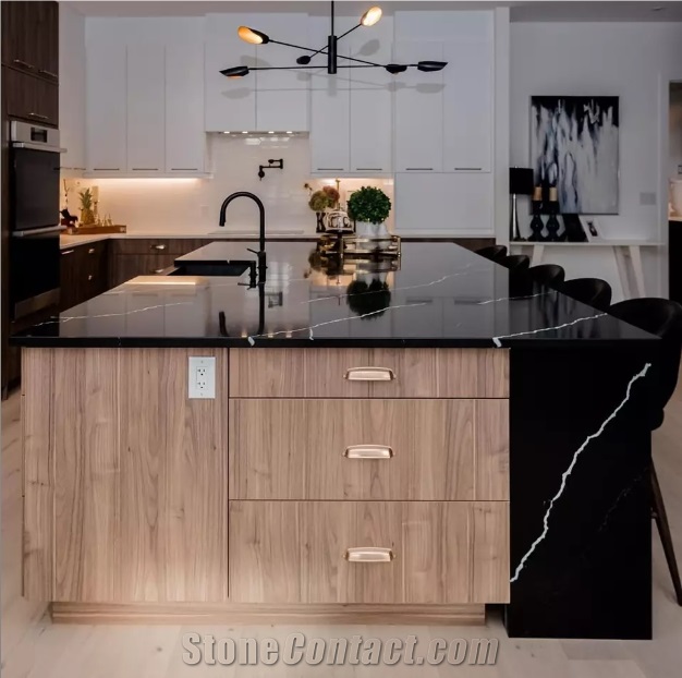 Cut To Size Artificial Calacatta Black For Interior Design