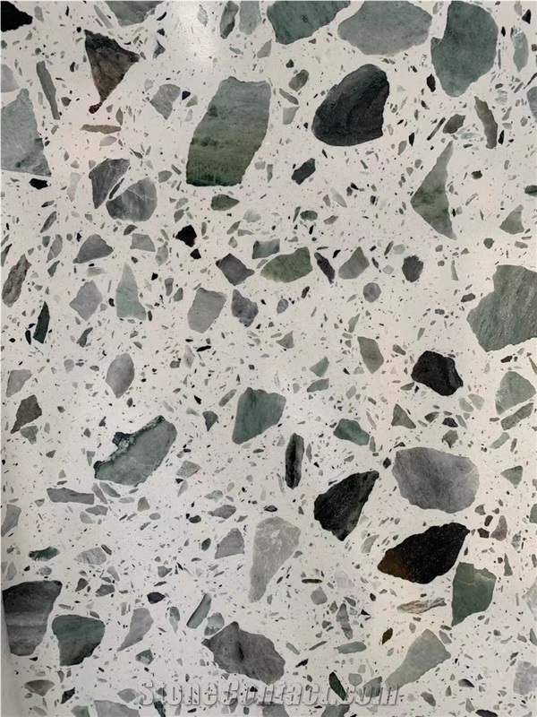 Green Color Artificial Stone Precast Terrazzo Slabs