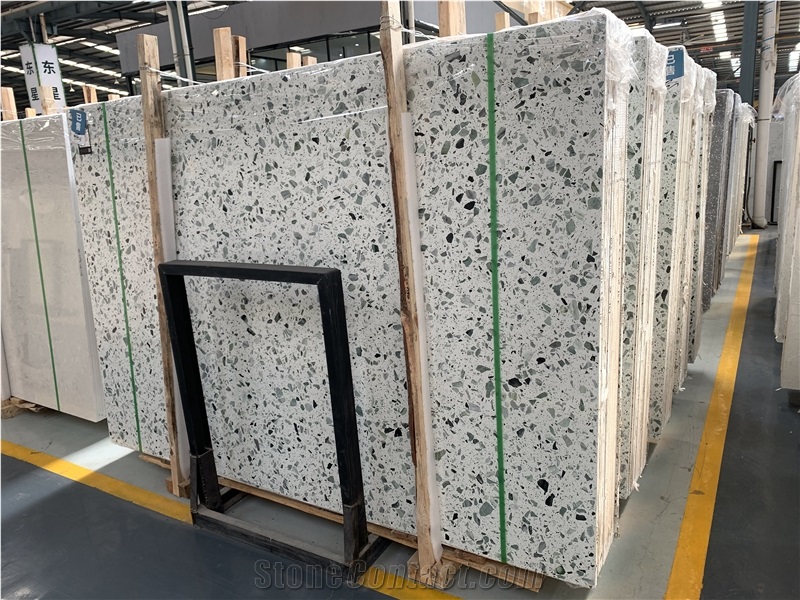 Green Color Artificial Stone Precast Terrazzo Slabs