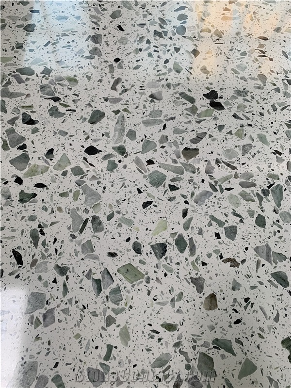Green Color Artificial Stone Precast Terrazzo Slabs