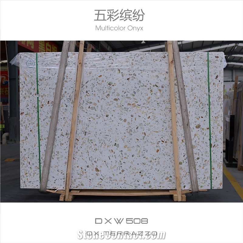 Multicolor Onyx Chipped Artificial Stone Precast Terrazzo