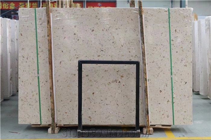 Pupular Beige Cement Terrazzo Stone For Flooring