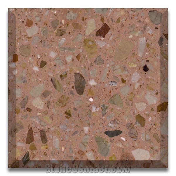 Rose Gold Color Artificial Stone Precast Terrazzo Slabs