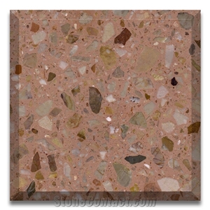Rose Gold Color Artificial Stone Precast Terrazzo Slabs