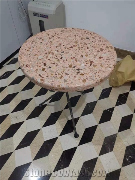Rose Gold Color Artificial Stone Precast Terrazzo Slabs