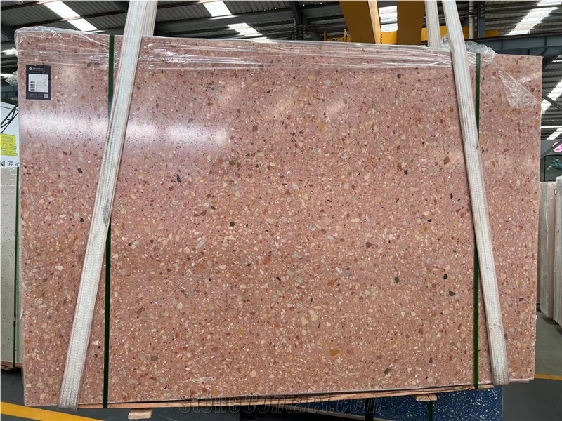 Rose Gold Color Artificial Stone Precast Terrazzo Slabs