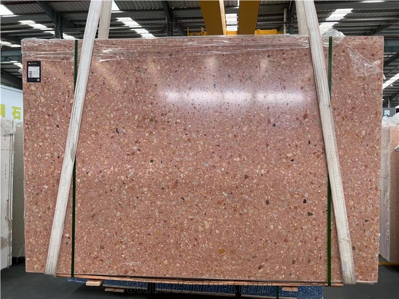 Rose Gold Color Artificial Stone Precast Terrazzo Slabs
