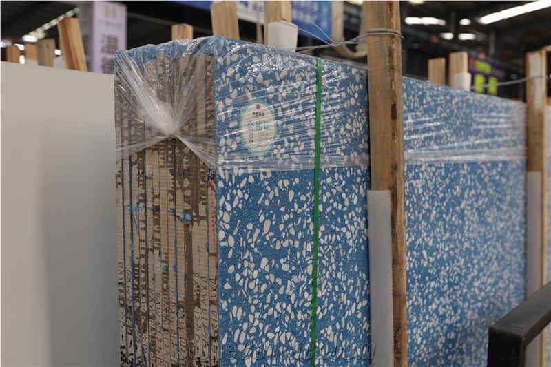 Sky Blue Color Artificial Stone Precast Terrazzo Slabs