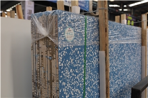 Sky Blue Color Artificial Stone Precast Terrazzo Slabs