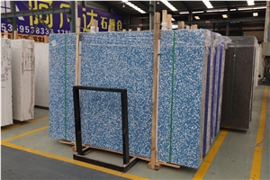 Sky Blue Color Artificial Stone Precast Terrazzo Slabs