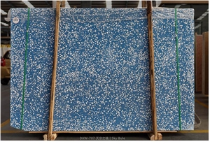 Sky Blue Color Artificial Stone Precast Terrazzo Slabs