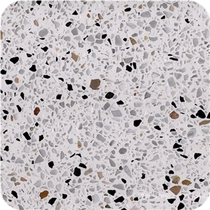 White Inorganic Terrazzo Tile Slab