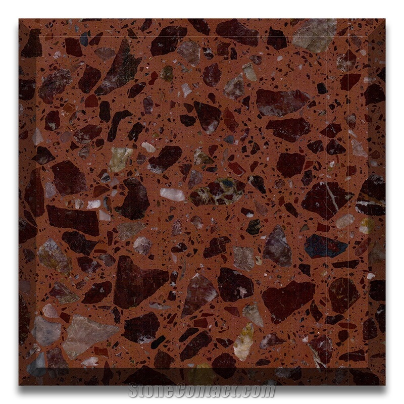 Wine Red Color Artificial Stone Precast Terrazzo
