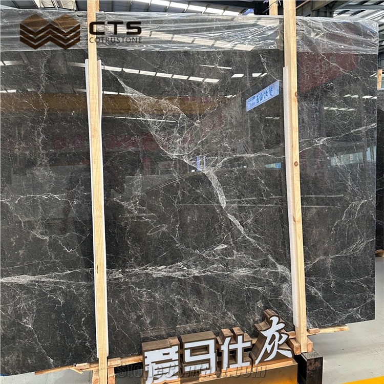 Dark Grey Marble Floor Tile Interior Stone Polishing Custom