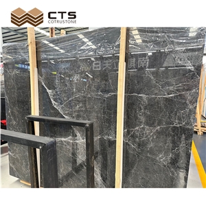 Dark Grey Marble Floor Tile Interior Stone Polishing Custom
