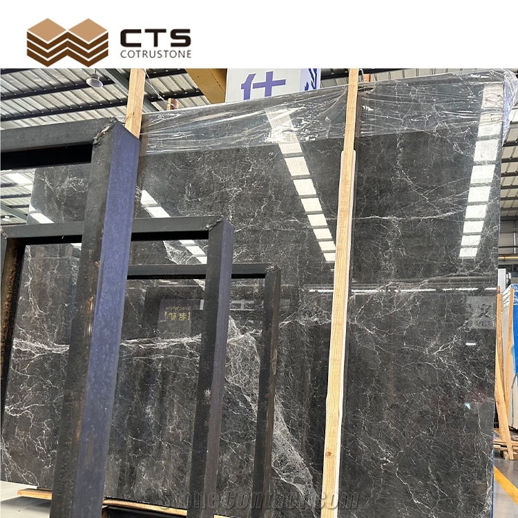 Dark Grey Marble Floor Tile Interior Stone Polishing Custom