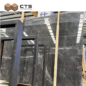 Dark Grey Marble Floor Tile Interior Stone Polishing Custom