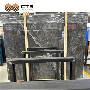 Dark Grey Marble Floor Tile Interior Stone Polishing Custom