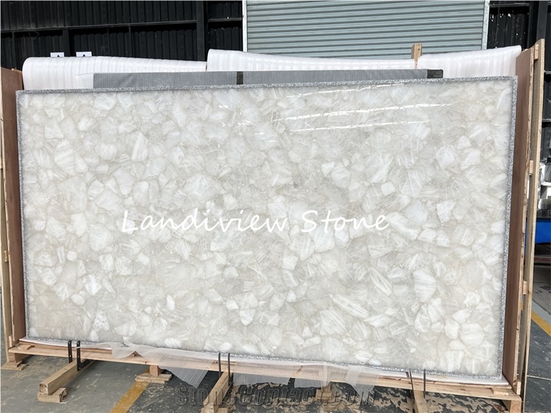 Quartz White With Silver Semiprecious Stone Slabs