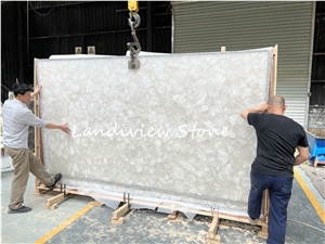 Quartz White With Silver Semiprecious Stone Slabs