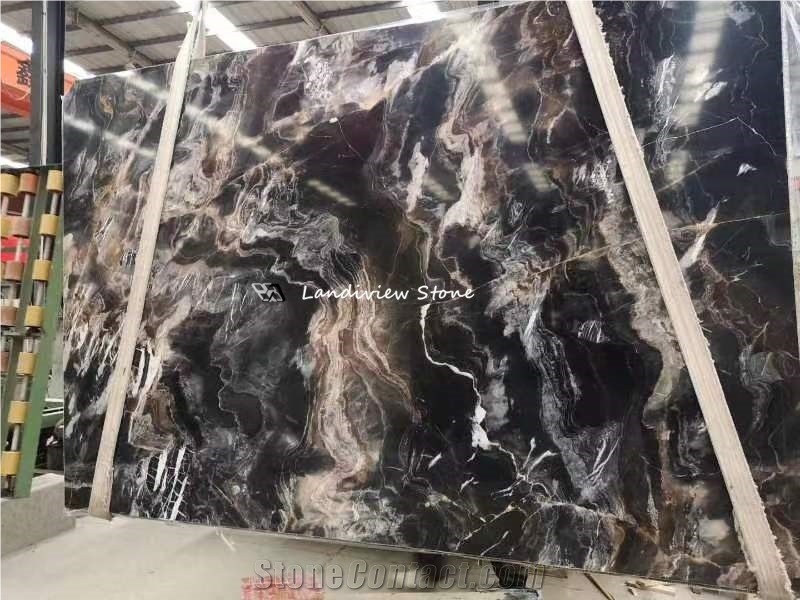 Confusion Dark Marble Slab For Bathroom