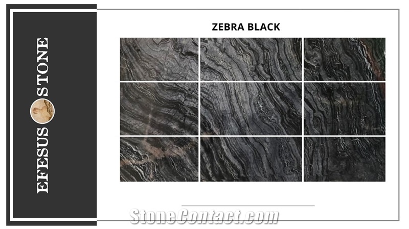 Zebra Black Marble Slab