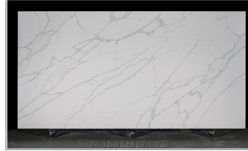 Artificial Calacatta White Quartz Compact Structure Slab