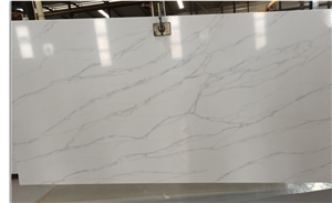Artificial Calacatta White Quartz Compact Structure Slab