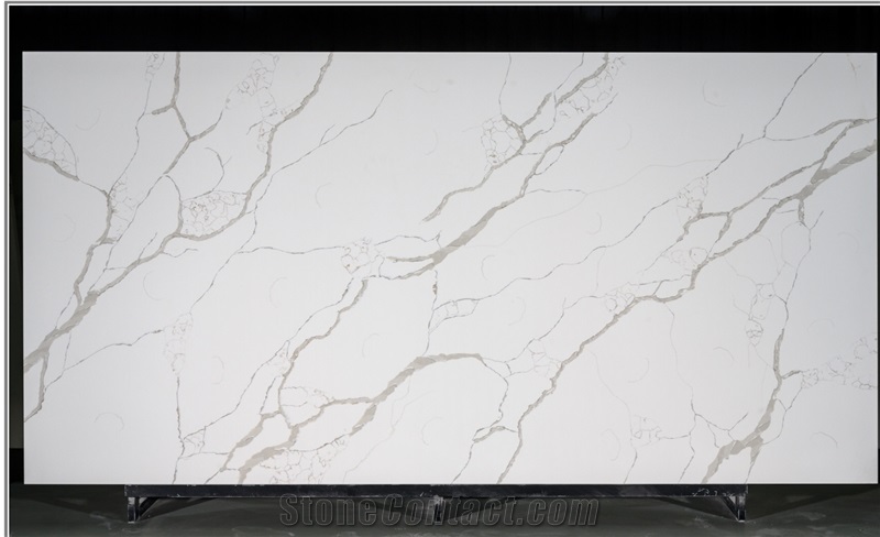 Artificial Calacatta White Quartz Compact Structure Slab