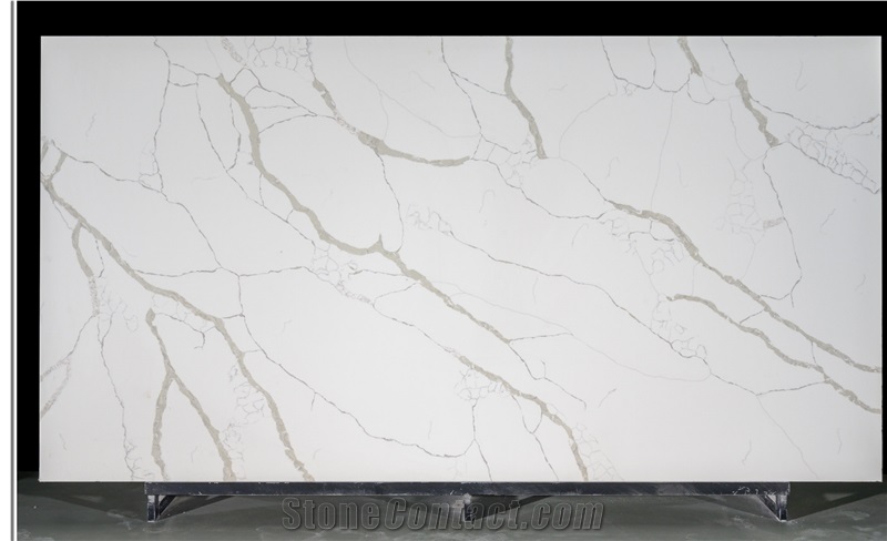 Artificial Calacatta White Quartz Compact Structure Slab