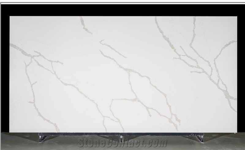 Artificial Calacatta White Quartz Compact Structure Slab