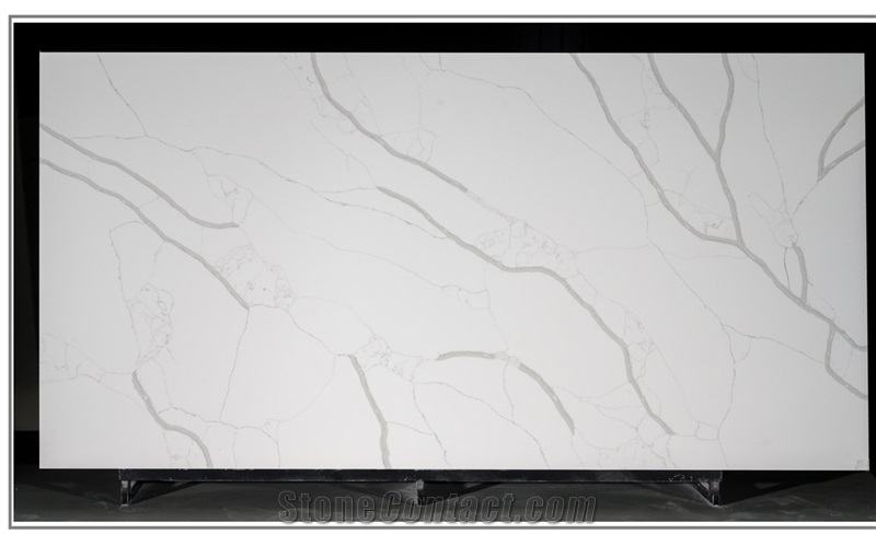 Artificial Calacatta White Quartz Compact Structure Slab
