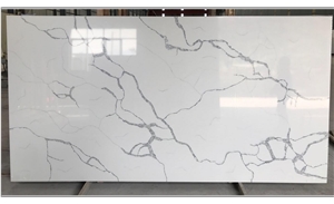 Calacatta White Quartz Artificial Stone Synthetic Slab Tile