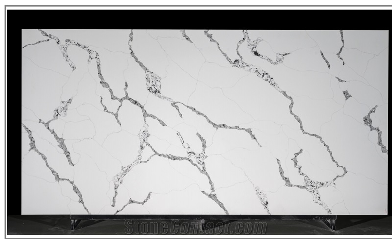 Calacatta White Quartz Artificial Stone Synthetic Slab Tile