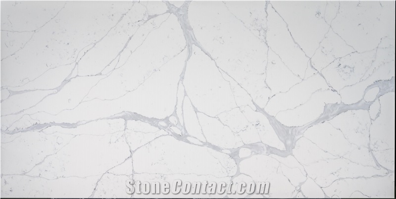 New Design Calacatta White Vein Synthetic Quartz Slab Tile