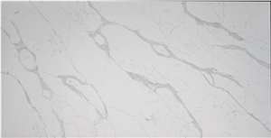 New Design Calacatta White Vein Synthetic Quartz Slab Tile