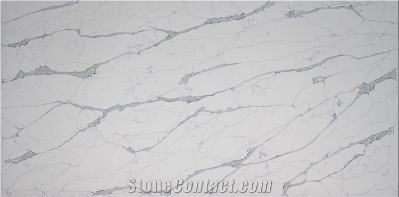 New Design Calacatta White Vein Synthetic Quartz Slab Tile