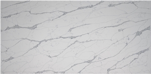 New Design Calacatta White Vein Synthetic Quartz Slab Tile