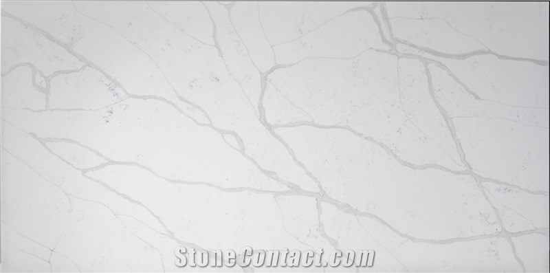 New Design Calacatta White Vein Synthetic Quartz Slab Tile