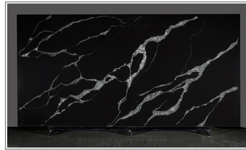 New Synthetic Stone Quartz Vein Black In China Stone Market