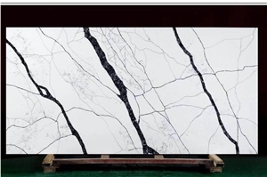 White Quartz Panda Marble Vein Slab Artificial Marble Tile