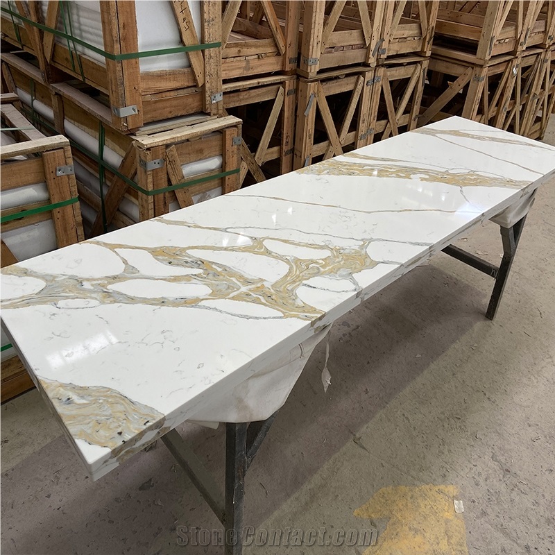 Goldtop Quartz 5072 Calacatta Stella Calacatta Quartz Slabs