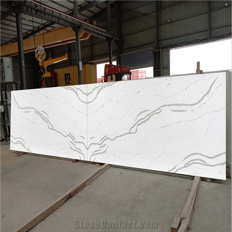 Slab Quartz Artificial Stone Like Marble Slab Look